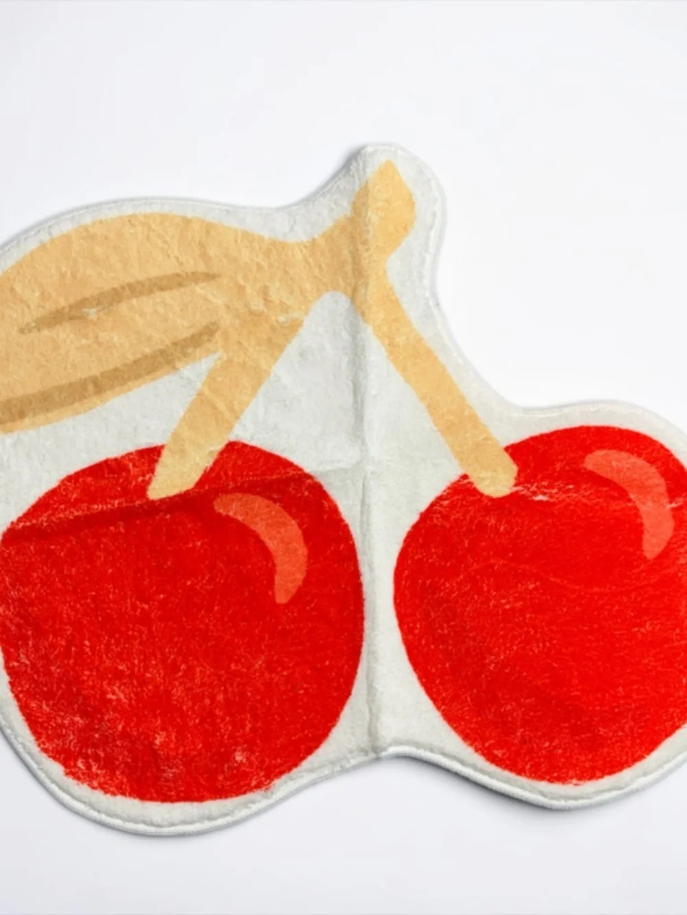 NWOT Cherry Shaped Non Slip Bath Mat Fluffy Accent Rug 22x18